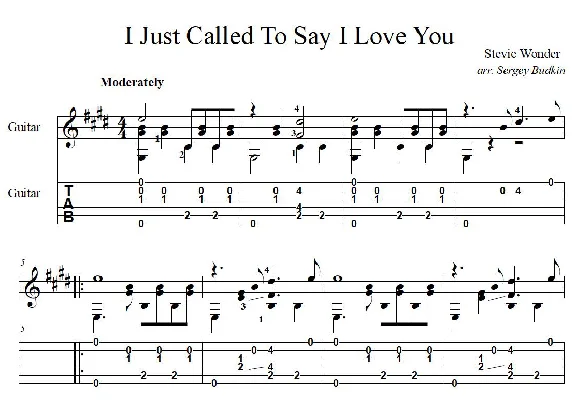 I Just Called to Say I Love You(Stevie Wonder) - guitar
