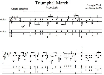 Триумфальный марш (Аида-Верди) для гитары