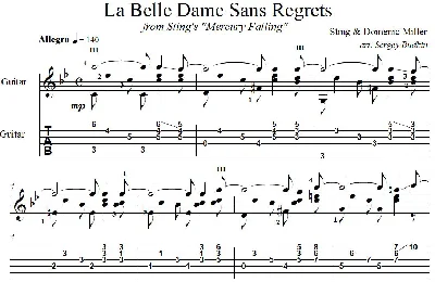 La Belle Dame Sans Regrets (Sting) guitar cover