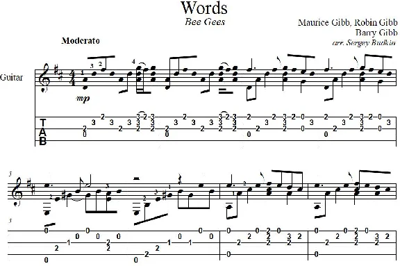 Words  (Bee Gees) - guitar cover