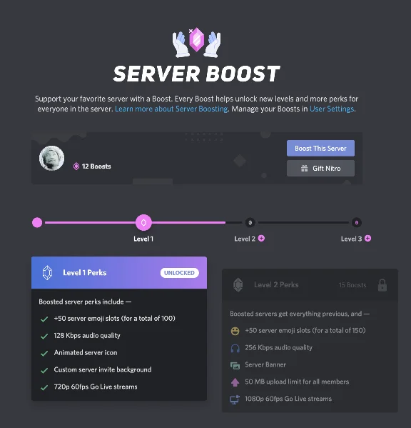 Буст дискорда (SERVER Boost)