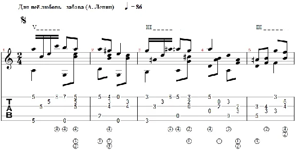 Love is just fun for her (arranged for guitar)