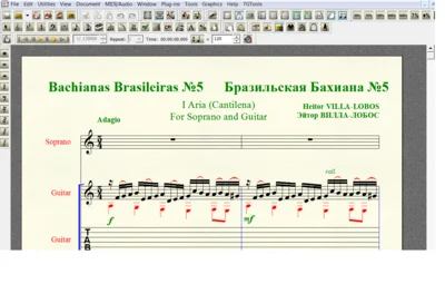 Ноты для гитары Вилла-Лобос БРАЗИЛЬСКАЯ БАХИАНА №5