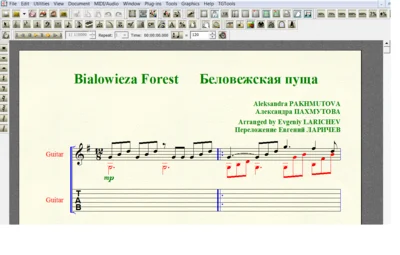 BIALOWIEZA FOREST by Pakhmutova for 6-string guitar
