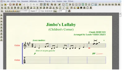 Ноты для гитары Debussy JIMBO´S LULLABY