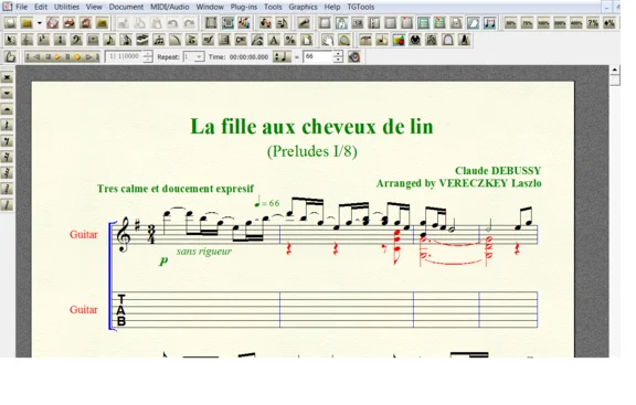 LA FILLE AUX CHEVEUX DE LIN 1 by Claude DEBUSSY for 6-s