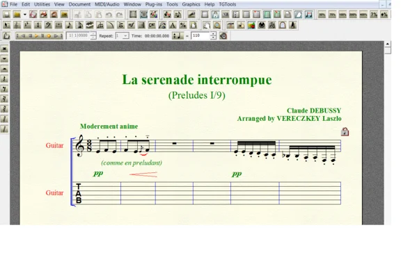LA SERENADE INTERROMPUE by Claude DEBUSSY for 6-string