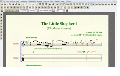 Ноты для гитары Debussy THE LITTLE SHEPHER