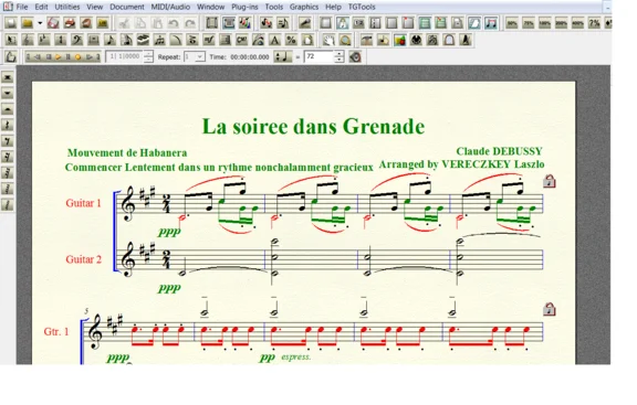 Ноты для гитары Debussy LA SOIREE DANS GRENADE