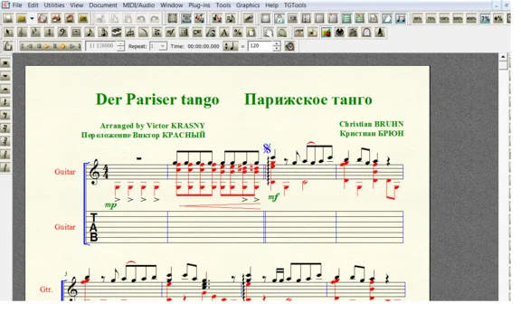 DER PARISER TANGO by Bruhn for 7-string guitar