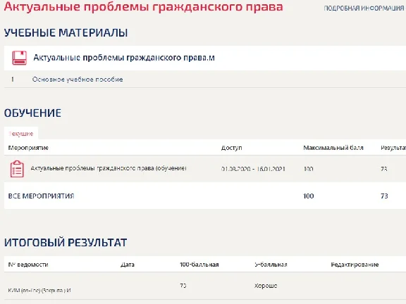 Актуальные проблемы гражданского права тест Синергия 73