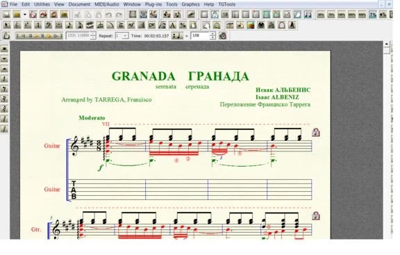 GRANADA by Albeniz for 6-string guitar