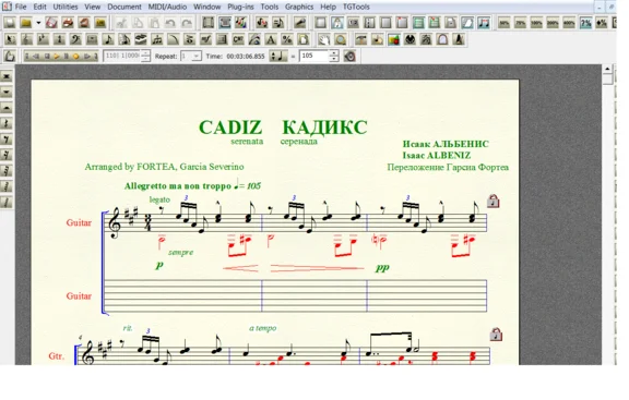 CADIZ by Albeniz for 6-string guitar