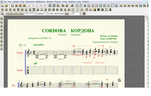CORDOBA by Albeniz for 6-string guitar