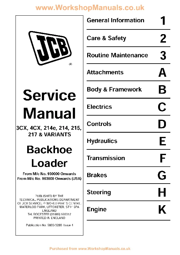 Service Manual JCB backhoe loader 3cx 4cx eng