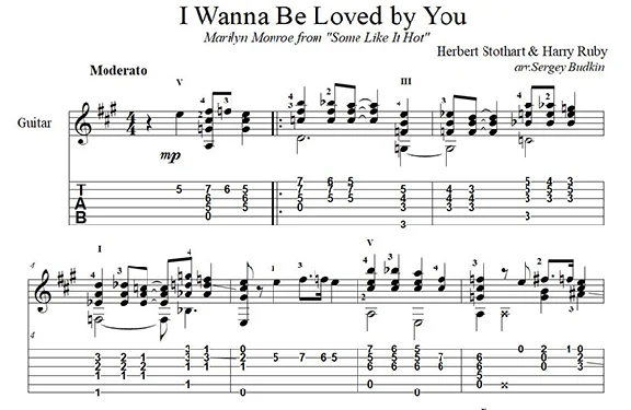I Wanna Be Loved By You (Мэрилин Монро) - для гитары