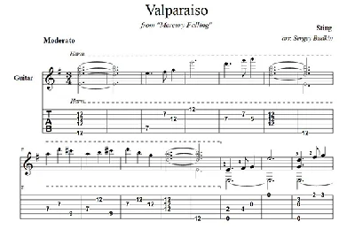 Valparaiso (Sting) - для гитары