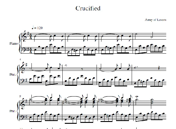 Army Of Lovers - Crucified (sheet music for piano)