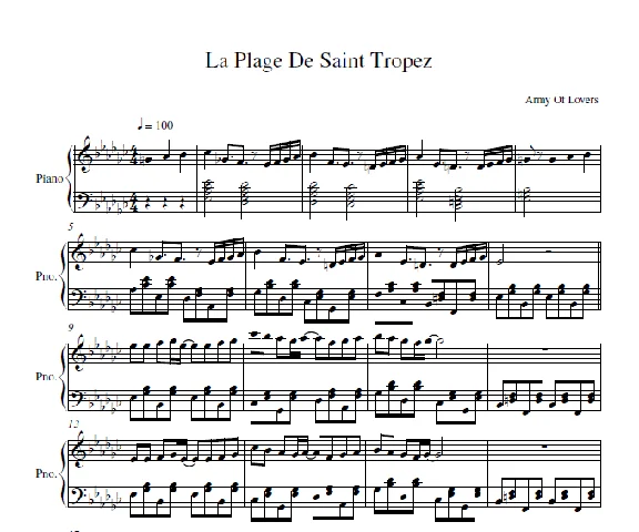 Army Of Lovers - La Plage De Saint Tropez (piano sheet)