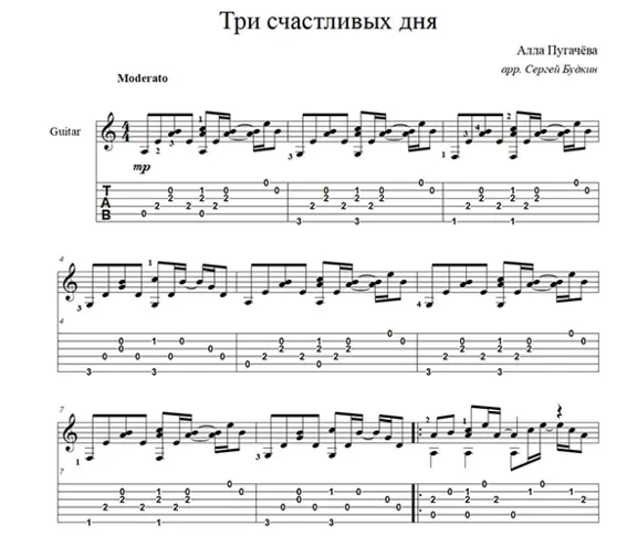 Three happy days (Alla Pugacheva) guitar cover