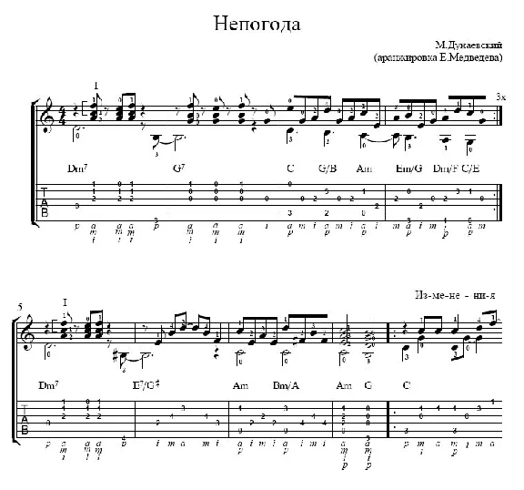 Bad weather (from Mary Poppins, Goodbye) - tabs
