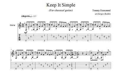 Keep It Simple (Томми Эммануэль)для классической гитары