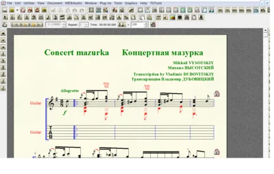 CONCERT MAZURKA by Vysotskiy for 6-string guitar