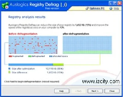 Defragmenting the registry - the program Registry Defrag RU