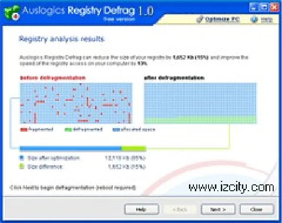 Defragmenting the registry - the program Registry Defrag RU