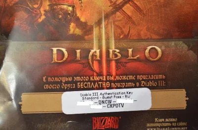Diablo 3 Гостевой ключ. ФОТО.
