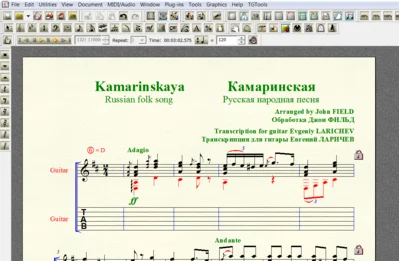 KAMARINSKAYA Russian dance for 6-string guitar (4 in 1)
