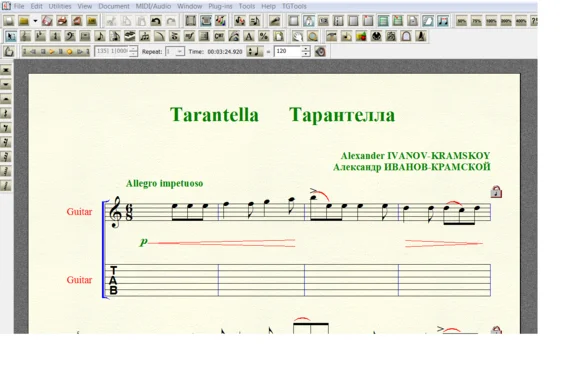 TARANTELLA by Ivanov-Kramskoy for 6-string guitar