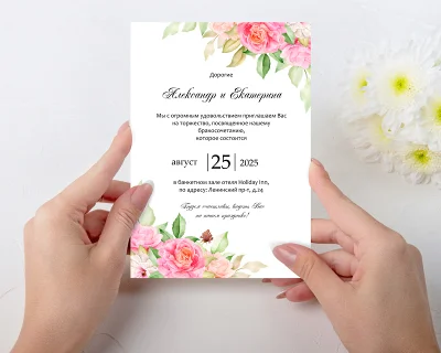Шаблон приглашения на свадьбу  №252