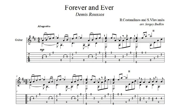 Forever and Ever (Демис Руссос) для гитары