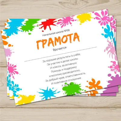 Diploma / certificate for school number 19