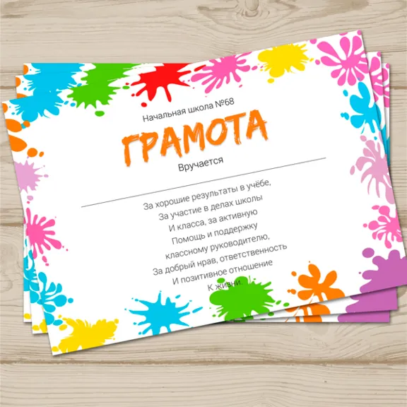 Diploma / certificate for school number 19