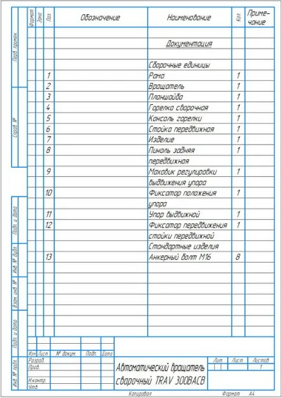 Drawing of welding rotator TRAV 300 BACB