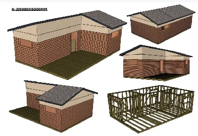 Project of a frame house with an open terrace 9000x6000
