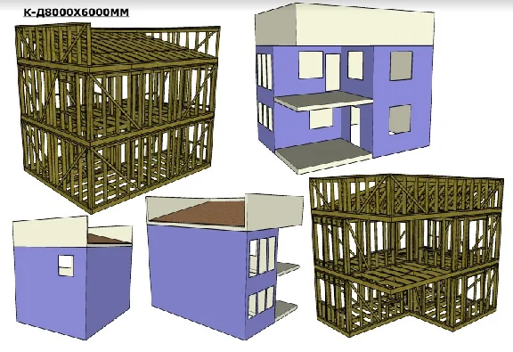 Project of a two-story frame house 8000x6000 mm