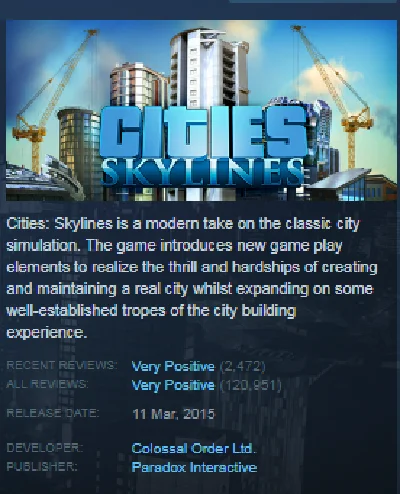 Cities:Skylines（STEAM KEY REGION FREE GLOBAL）