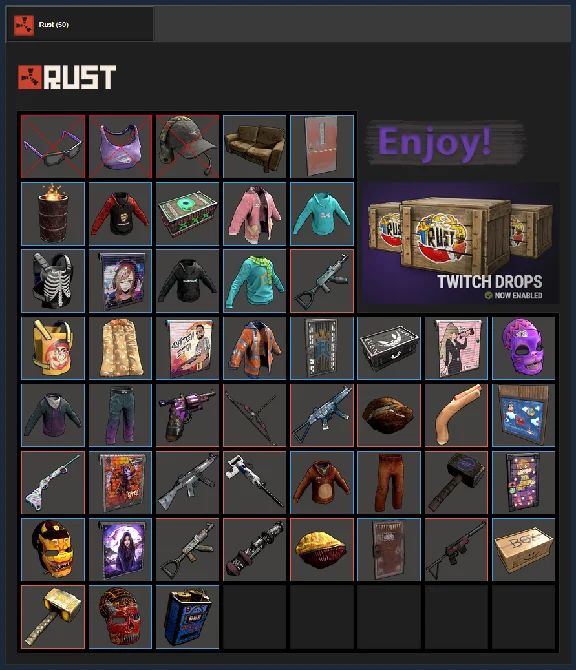 RUST SKINS 1 TWITCH DROPS | Round 2 3 4 5 | 47 ITEMS