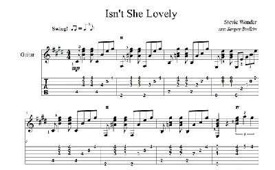 Isn´t She Lovely (Stevie Wonder) guitar cover