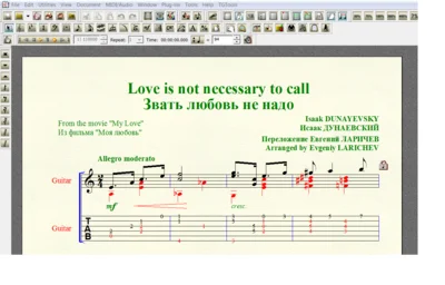 LOVE IS NOT NECESSARY TO CALL by Dunayevsky for 6-strin