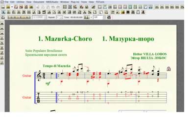 MAZURKA-CHORO by Villa-Lobos for 6-string guitar