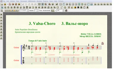 VALSA-CHORO by Villa-Lobos for 6-string guitar