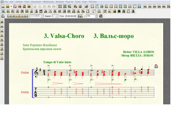 VALSA-CHORO by Villa-Lobos for 6-string guitar