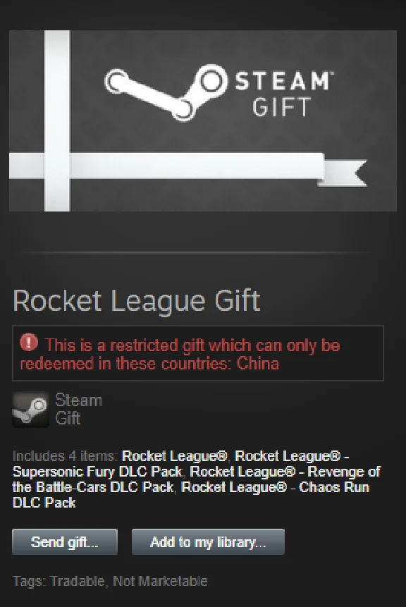 Rocket League GOTY + 3 DLC (Tradeable Steam GIFT CHINA)