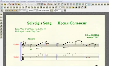 SOLVEIG´S SONG From "Peer Gynt" Suite by Grig for 6-str