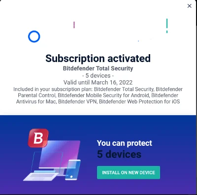 Bitdefender Total Security 2022 180 DAYS 5 dev.