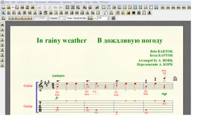 IN RAINY WEATHER by Bartok for 6-string guitar
